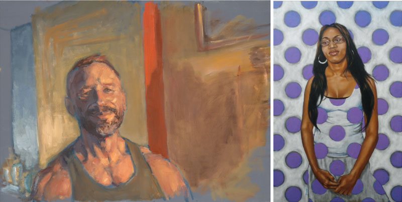 "Dirk", Oil on Canvas, by David Marquardt and "Kristina Connects the Dots", Acrylic on Board, by Bryan Hoffman